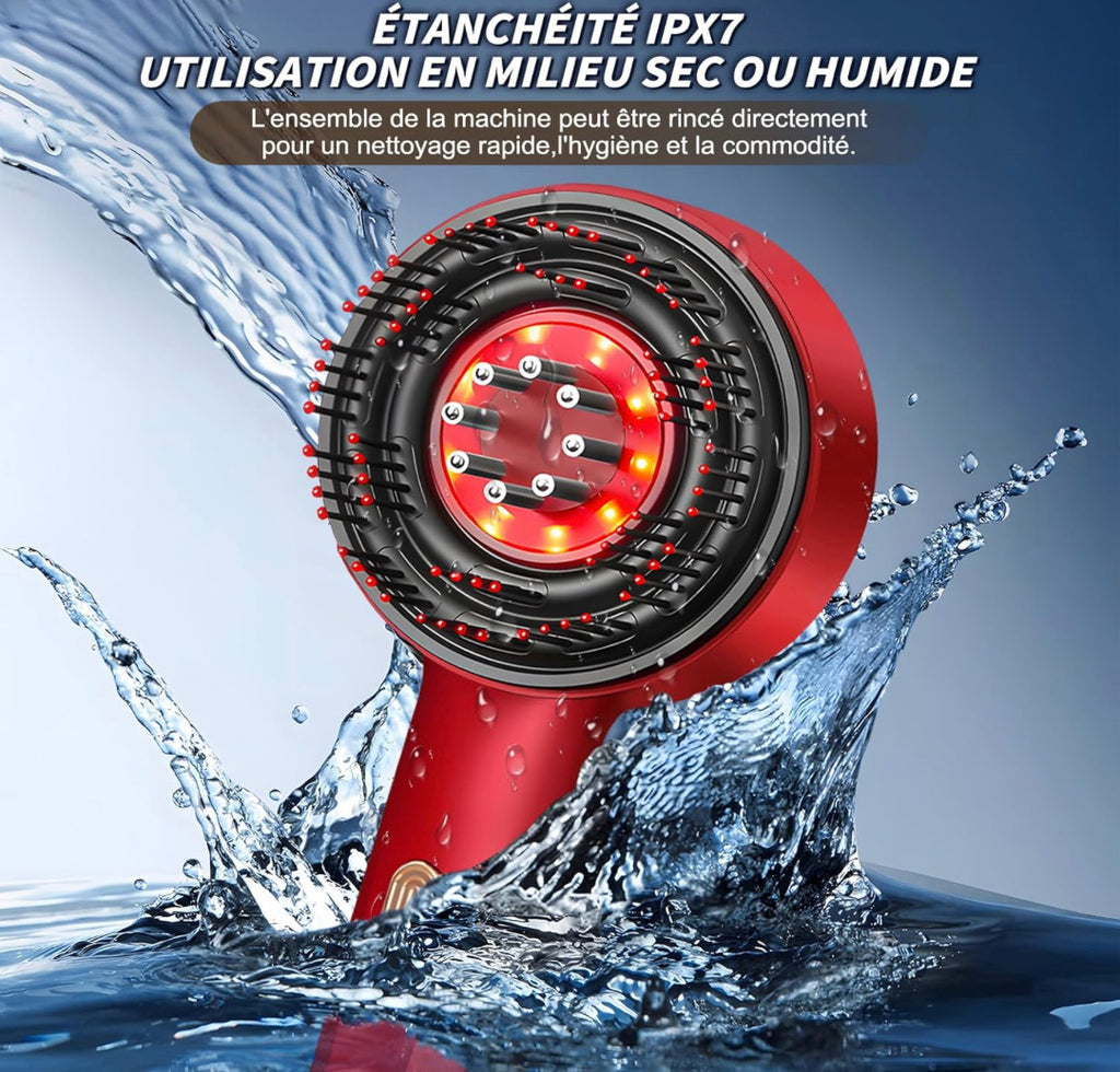 Brosse de Massage du Cuir Chevelu LED 3 Modes – Stimulation de la Pousse, Anti-Chute & Relaxation Profonde